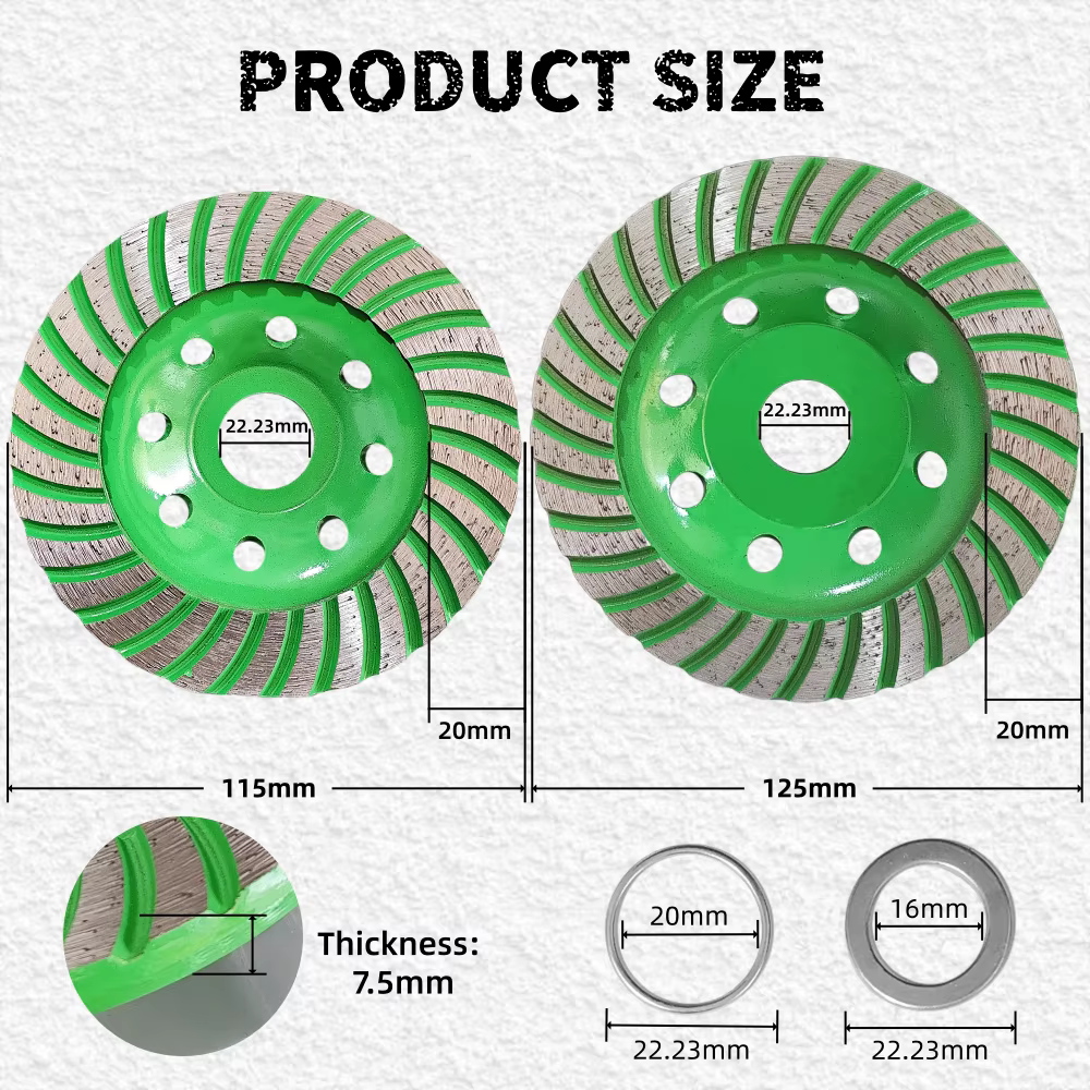 1 pièce Meule diamantée turbo 115/125 mm pour meuleuse d'angle