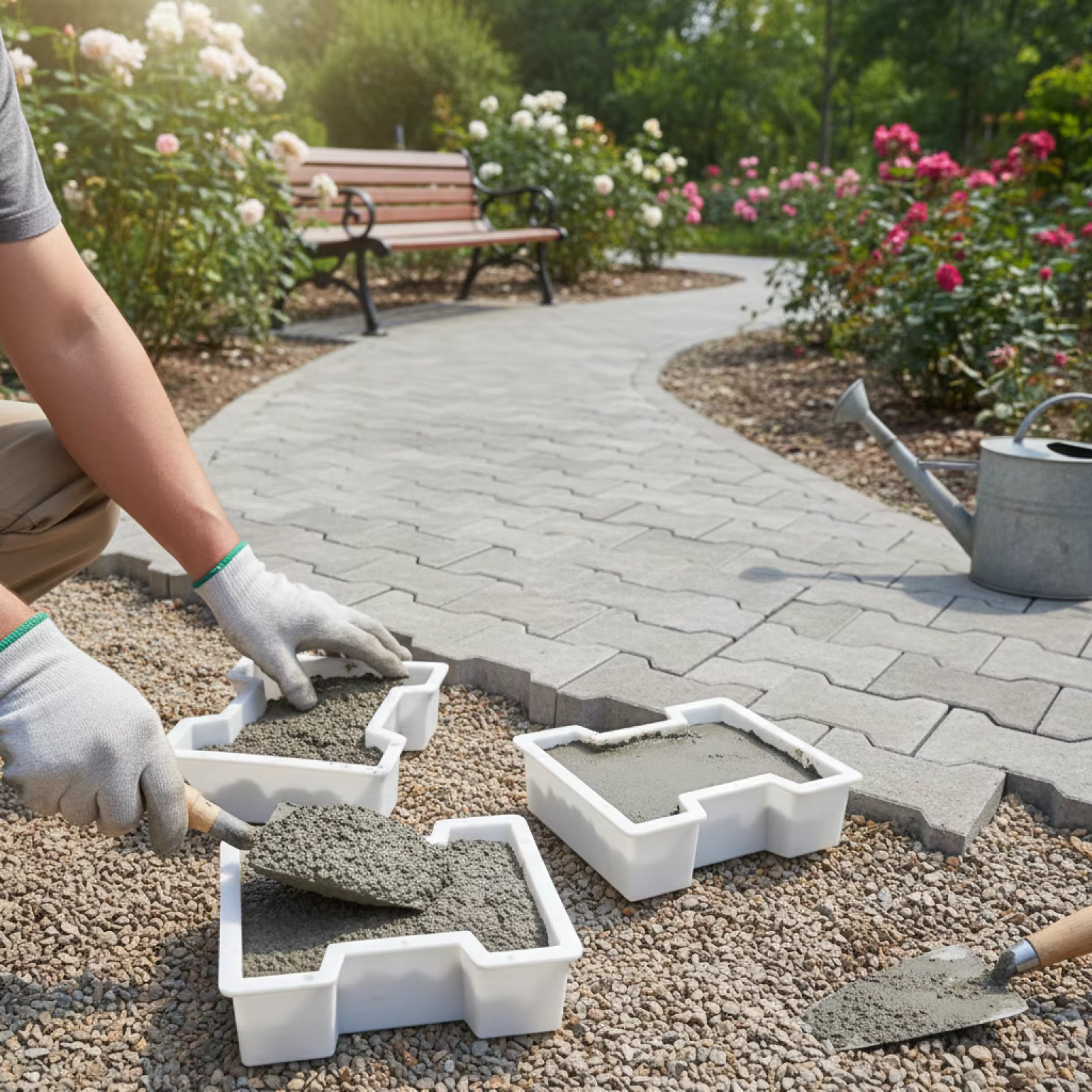 Moule de décoration de jardin en ciment, outil de création de chemins et de modèles pour la fabrication de carreaux de sol de patio extérieur DIY