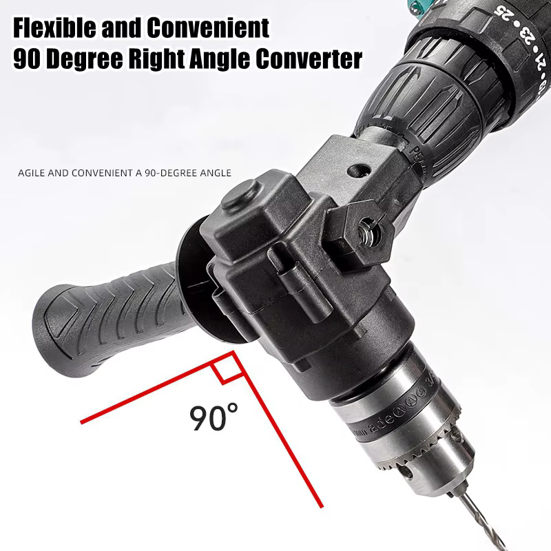 90 ° Adaptateur de perceuse à percussion d'angle de mandrin à trois mâchoires