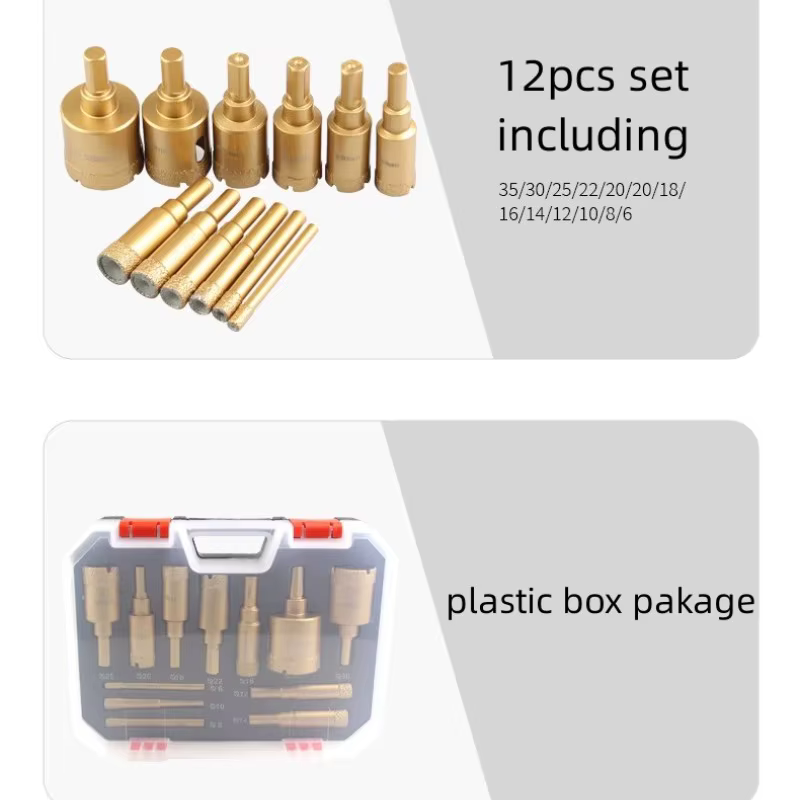 Kit de 12 forets diamantés brasés de 6-35 mm pour meuleuse d'angle, ouvre-trous, pour verre, marbre, granit, céramique, pierre