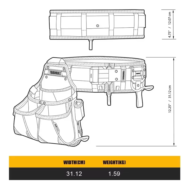 TB-CT-102-3P 3PC Pro Framer Outil Ceinture Ensemble Outils TOUGHBUILT Emballage Sac