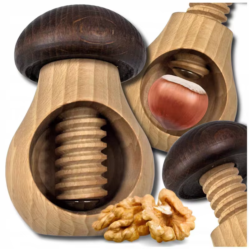 Casse-noisette créative en forme de champignon, coque en bois de noyer, Clip desserrage, écrou facile à craquer, outil d'ouverture de coque réglable