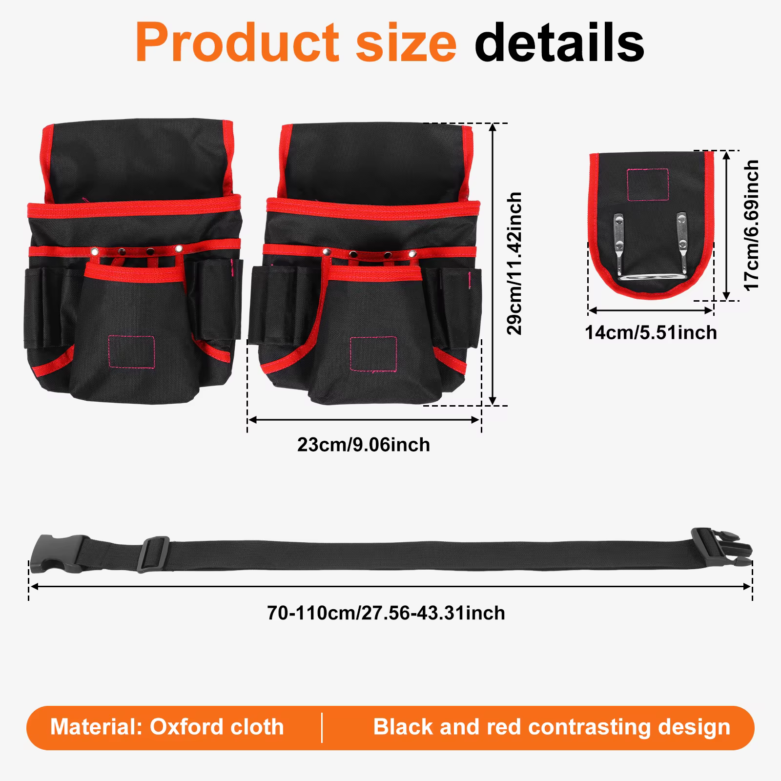 Ceinture porte-outils magnétique réglable multi-poches pour marteau