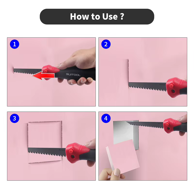 Scie à découper les plaques de plâtre pliable lame en acier 8 TPI avec dents triplement affûtées poignée ergonomique pour la découpe de panneaux muraux avec sac de rangement