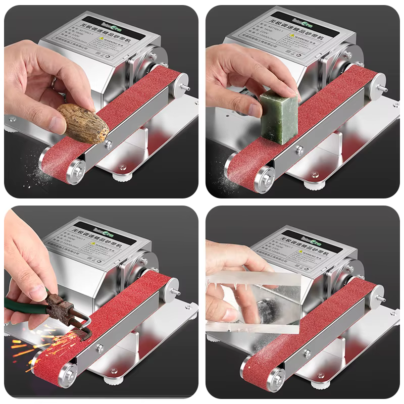 220V Mini ponceuse à bande électrique bricolage polissage rectifieuse 180W/270W/360W affûteuse régulation de vitesse 0-13500r/min