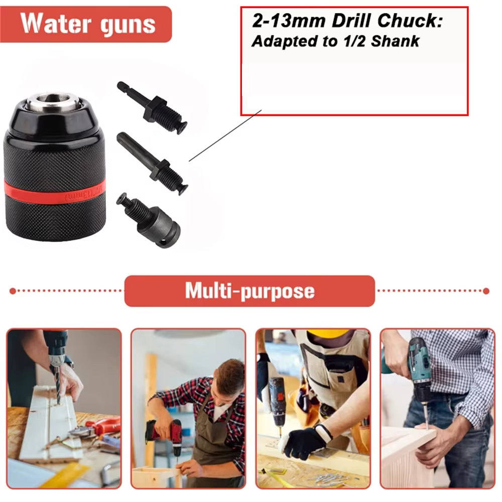 Mandrin de perçage sans clé en métal JENTORIX 2mm-13mm