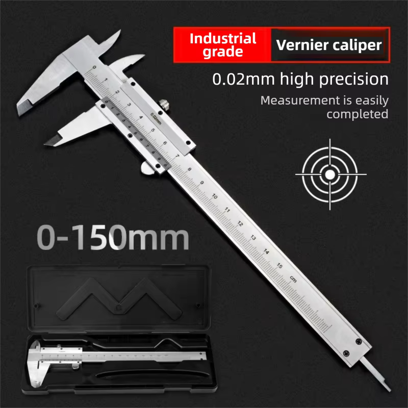 Pied à coulisse Vernier 0-150 mm 0-6 pouces en acier inoxydable haute précision avec jauge en plastique pour la mesure
