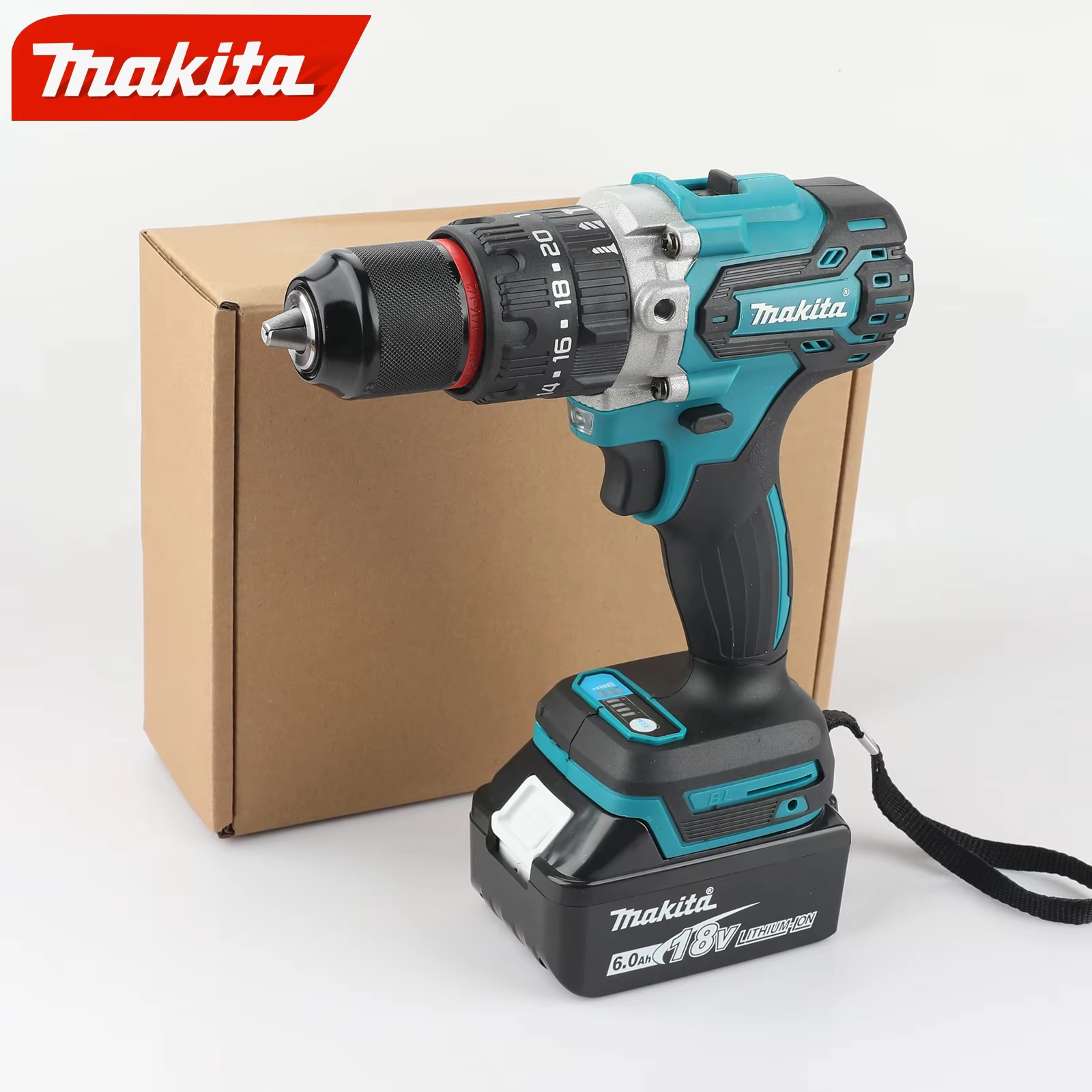 Makita DDF487 Perceuse à percussion électrique sans balais 18V lithium-ion 13mm rouge et noir à couple élevé pour usage domestique