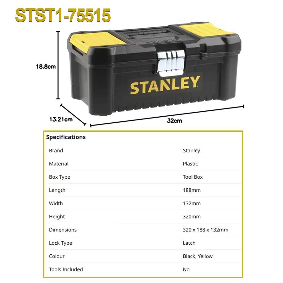 Stanley STST1-75515 Boîte à outils "Essential" avec loquets métalliques