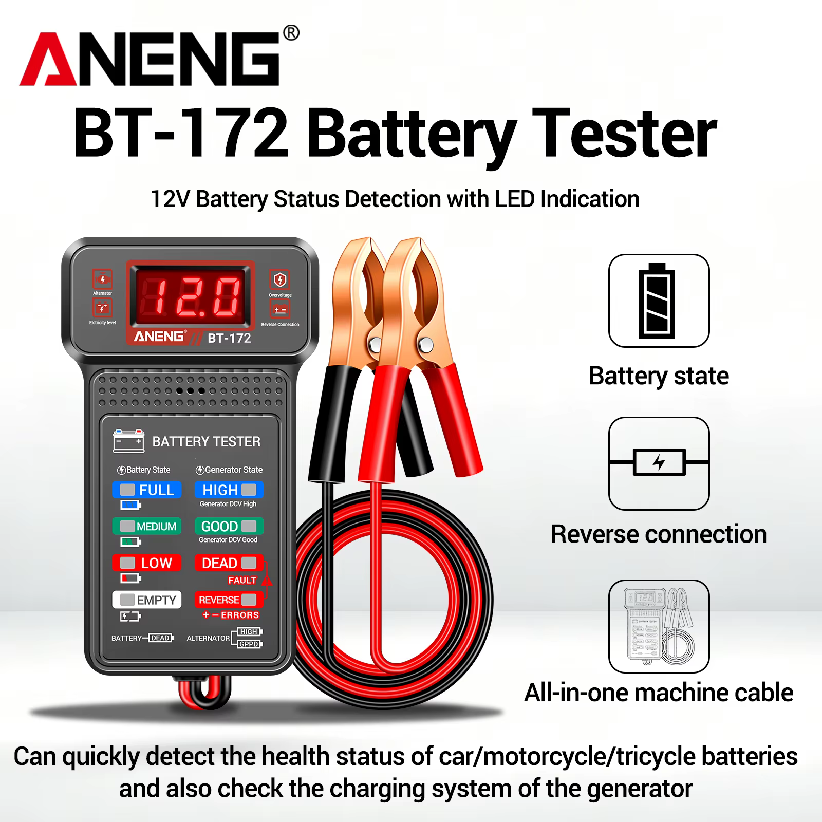 ANENG – testeur de batterie de voiture BT-172