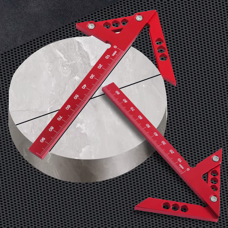 Règle triangulaire multifonctionnelle pour le travail du bois, règle carrée en alliage d'aluminium, 7 pouces, métrique et impérial, équerre à angle de 90 degrés, outil manuel