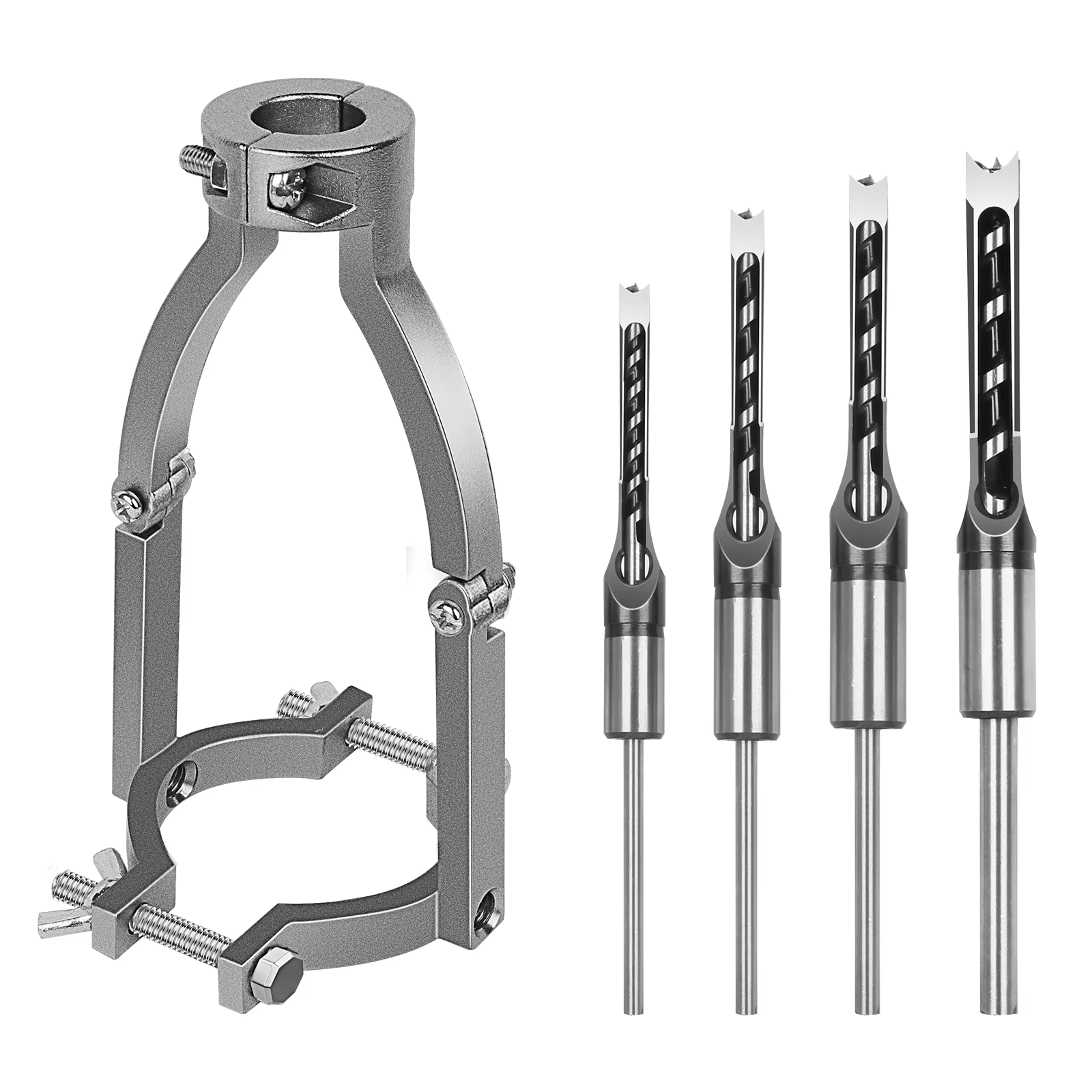 Adaptateur de foret à trous carrés pour outils électriques - Accessoire professionnel - Scie cloche pour le travail du bois - Ciseau de coupe - Ensemble de forets