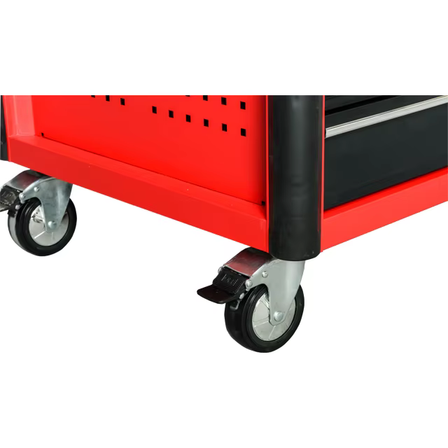 Chariot d'atelier à roulettes en métal à 7 tiroirs avec plateau supérieur et coffre à outils