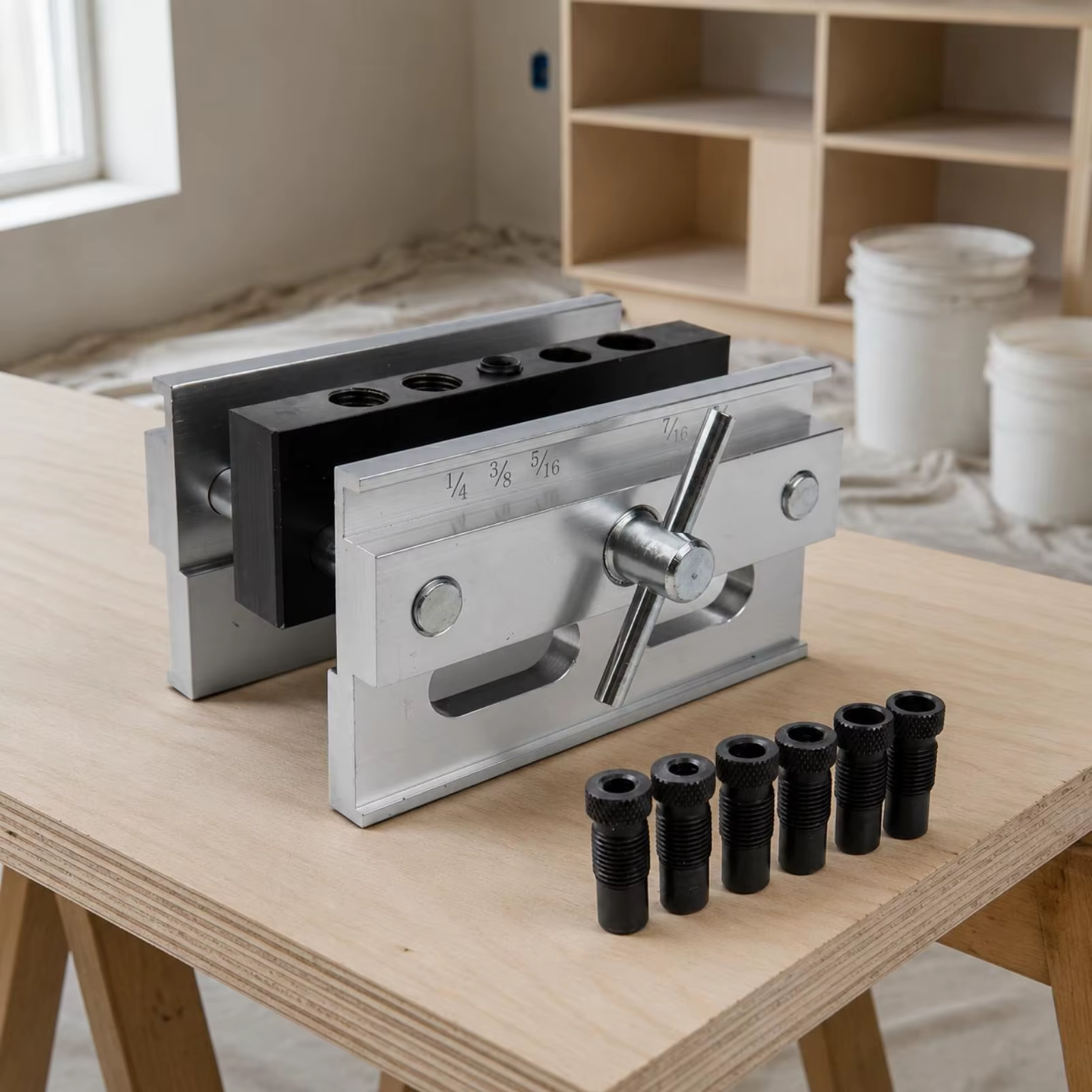 Gabarit de perçage auto-centrant pour le travail du bois et du métal