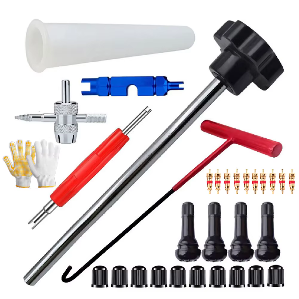Kit d'outils de réparation de Valve de pneu sans démontage, remplacement de Valve de pneu avec outil d'installation efficace et rapide avec noyau de Valve