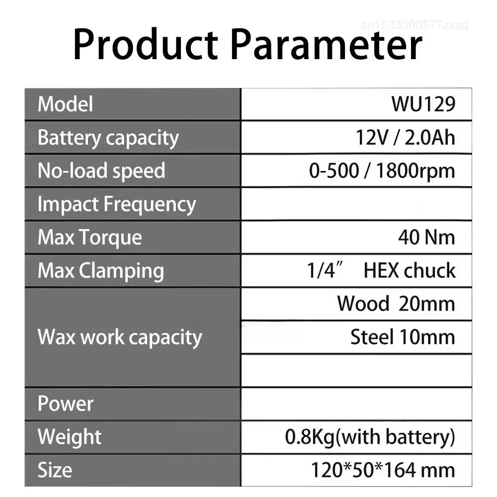 Worx WU129 tournevis sans fil double vitesse 40Nm 12V 1800 tr/min moteur sans brosse couple réglable perceuse sans fil batterie universelle