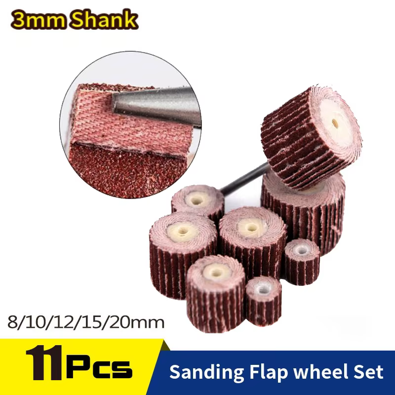 Lot de 11 outils abrasifs à tige de 3 mm pour ponceuse