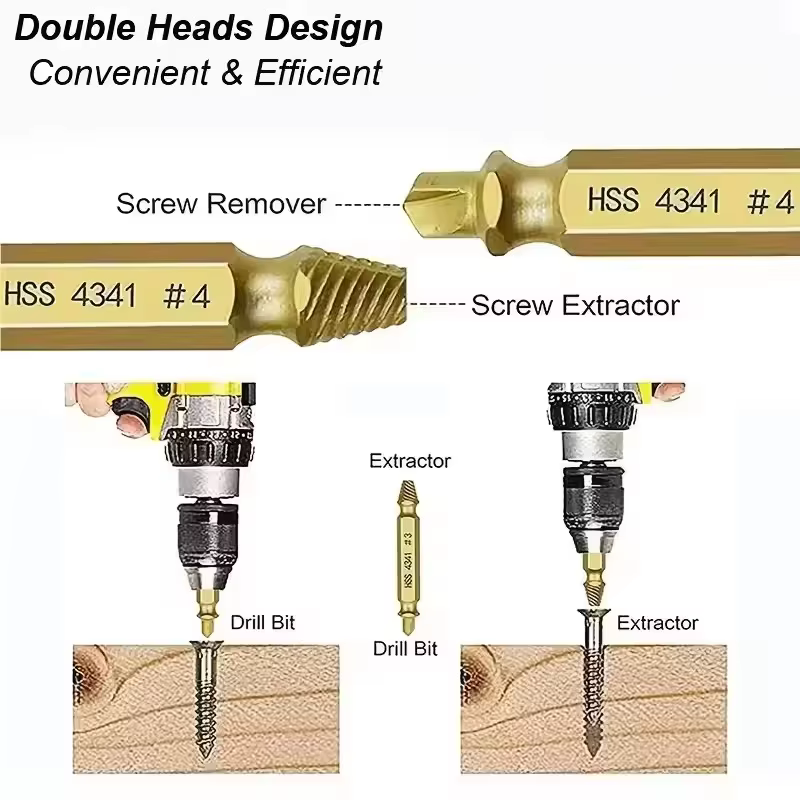 Kit d'extracteurs de vis endommagées HSS – Perceuse pour vis usées et cassées – Outil de démolition rapide et facile pour outils électriques