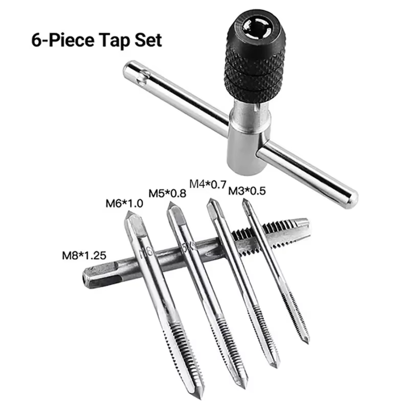 Jeu de perceuses à clé de type T de haute qualité, outils de taraudage manuel, Machine à filetage, foret hélicoïdal M3/M4/M5/M6/M8, jeu de tarauds, outil de bricolage