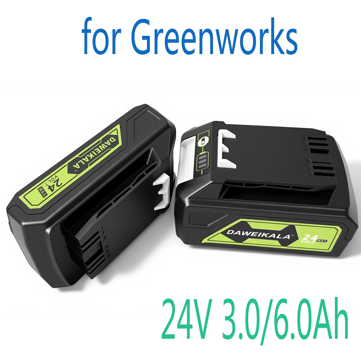 Batterie Li-ion Rechargeable de remplacement 24V 3.0/6.0Ah pour outils Greenworks compatible 29842 29852 29322 20362 MO24B410 MO48L4211