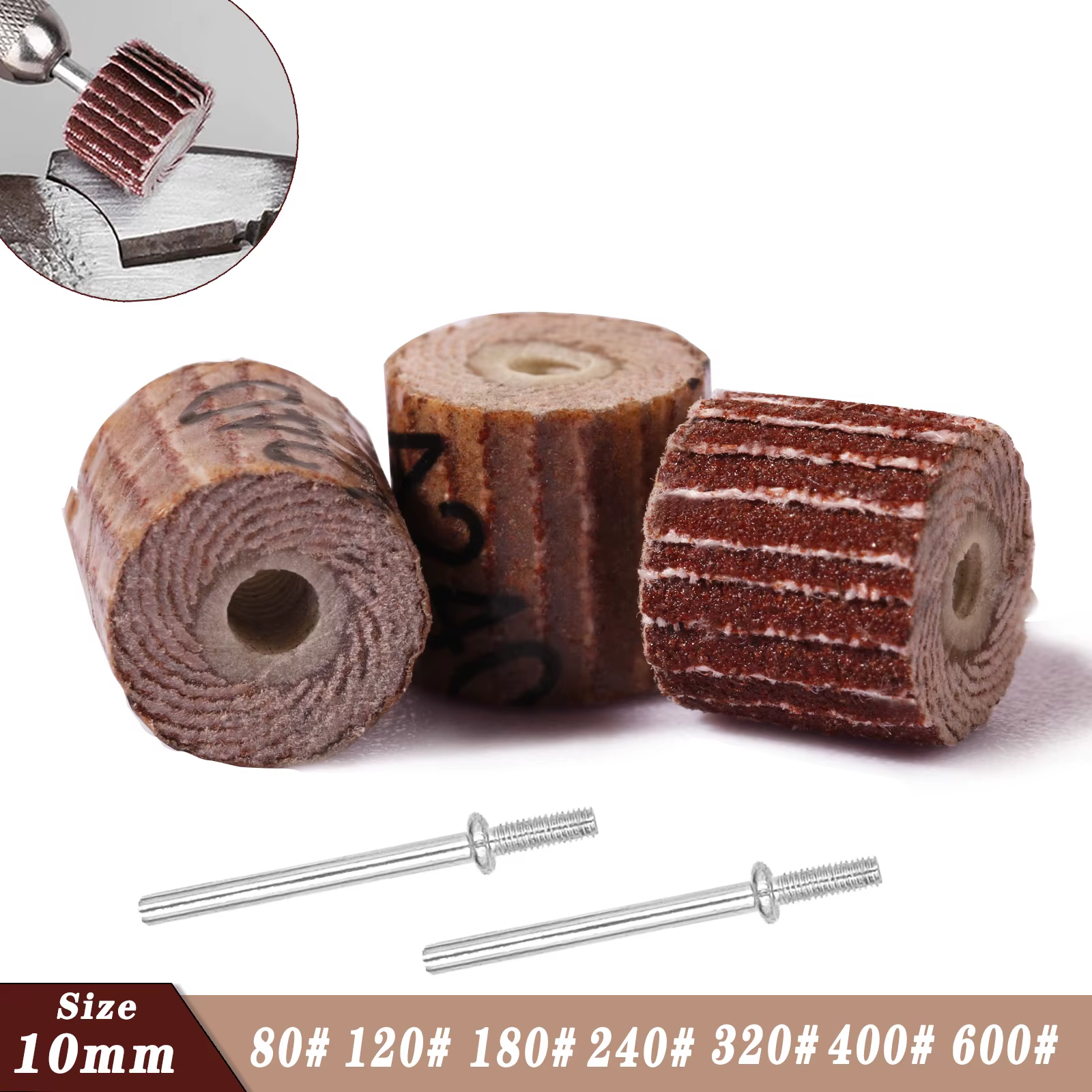 20 pièces roues de ponçage à lamelles abrasifs meuleuse ponceuse à clapet pour perceuse outil rotatif 10mm