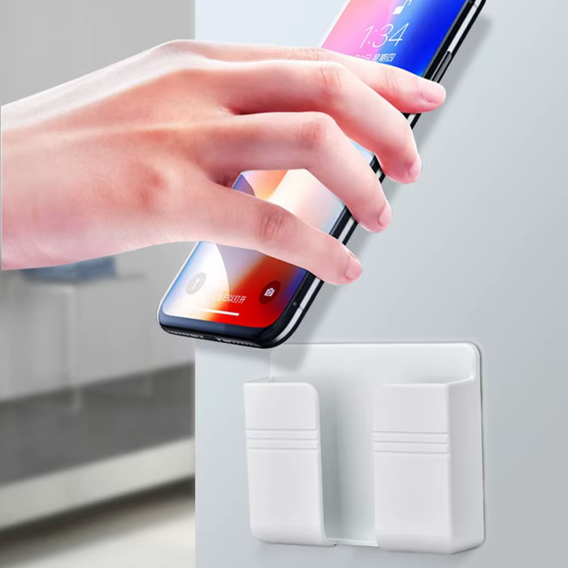 Boîte de rangement murale multifonction sans poinçon, 4/2/1 pièces, organisateur de télécommande TV, prise de téléphone portable montée, support de charge