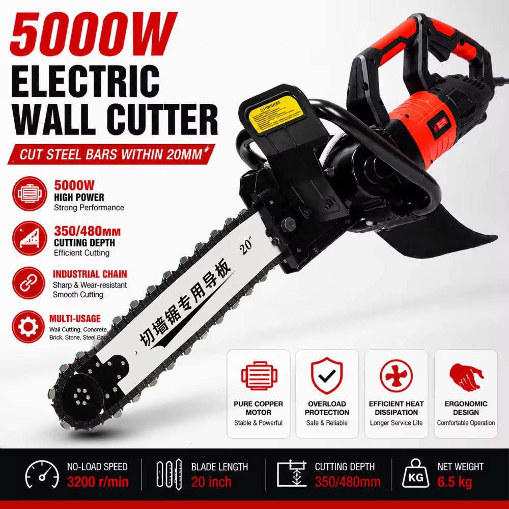 Coupe-mur électrique en béton 5000W haute puissance