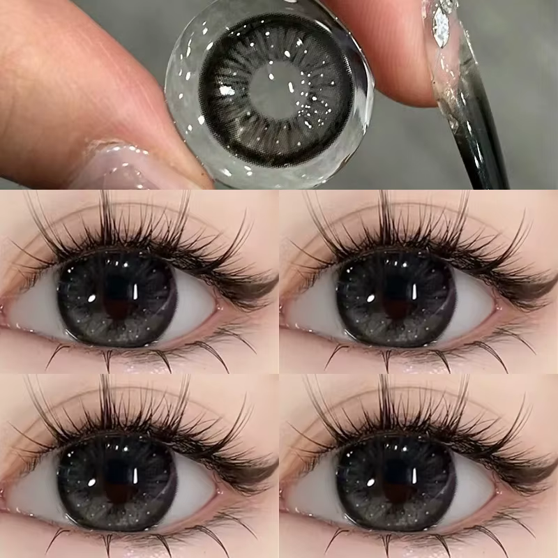 1 paire de lentilles de Contact de couleur pour les yeux, lentille grise ambre naturelle annuelle, cosmétiques, lunettes souples, beauté, mode élève avec lentilles