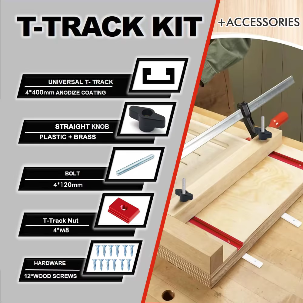 Travail du bois 30 # Kit de piste en T avec accessoires