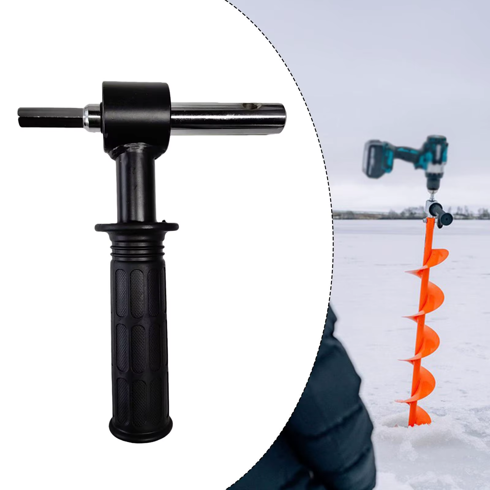 Adaptateur de perceuse à tarière à glace avec poignée