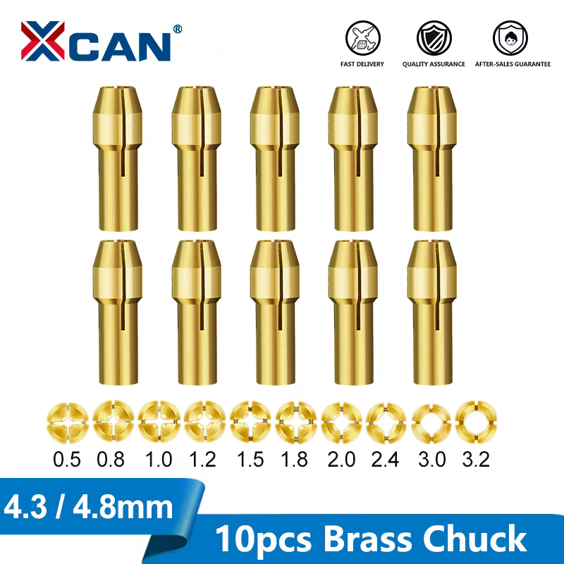 XCAN Mini perceuse pince mandrin 10 pièces 0.5-3.2mm 4.3/4.8mm tige en laiton mandrins adaptateur pour Dremel outil