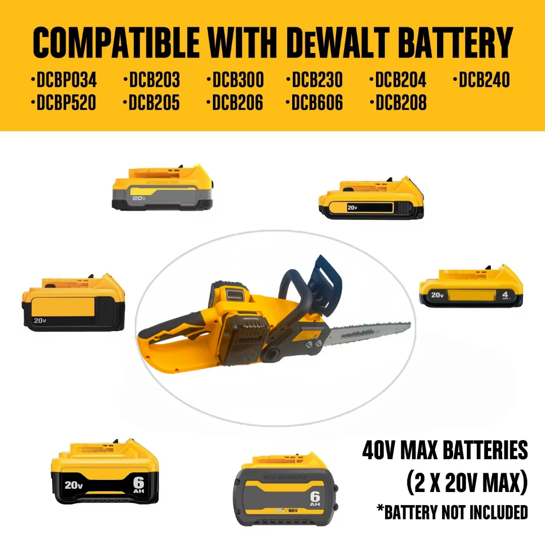 Pour batterie DeWALT 20V tronçonneuse sans brosse 16 pouces scie à chaîne alimentée