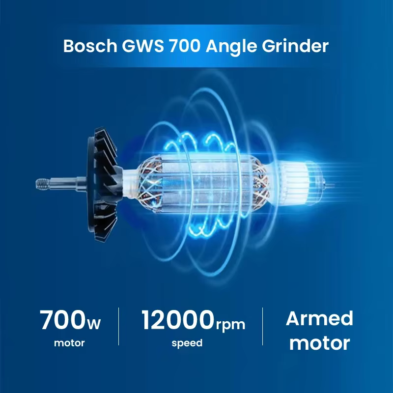 Meuleuse d'angle Bosch GWS 700 filaire 110/220V, machine de polissage et de découpe, 12000 tr/min, disques de 100 mm, machine de meulage électrique, outils électriques