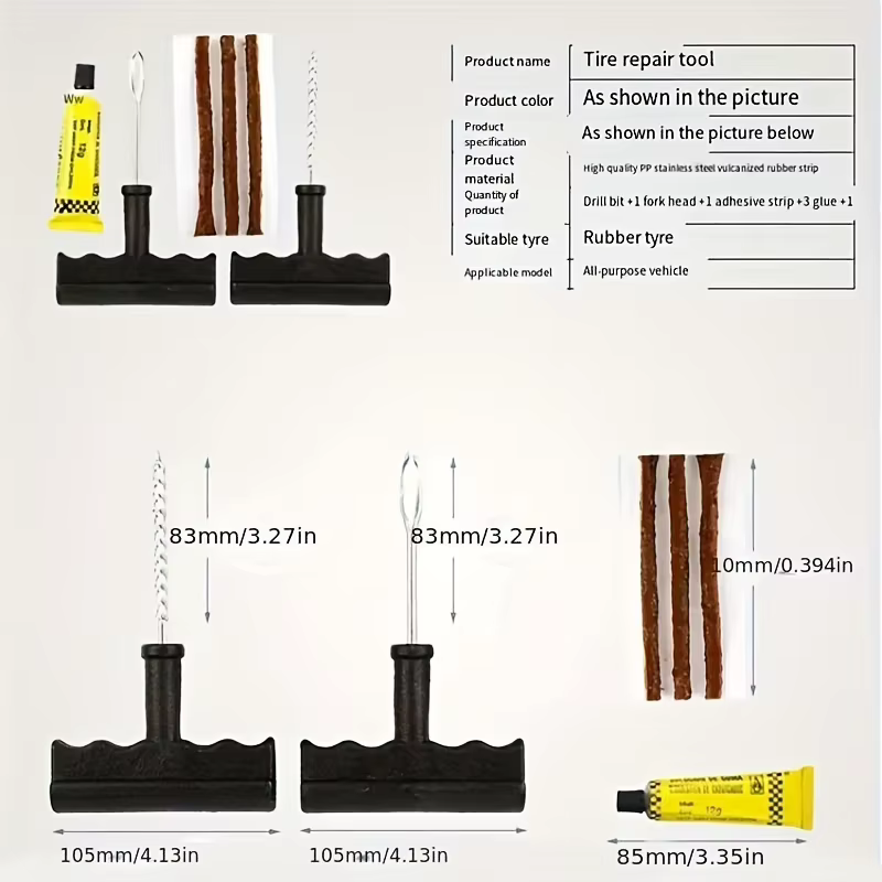 Outils essentiels de réparation de pneus de voiture et de moto, outils de réparation d'opathie, soyez prêt pour toute urgence!