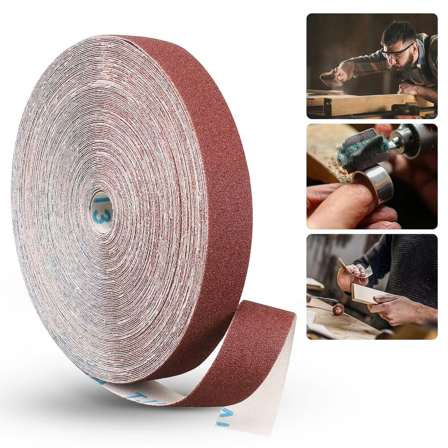 Rouleau de papier de verre de 6M (grain 80/150/320) – Feuilles abrasives en tissu émeri pour ponceuse à tambour