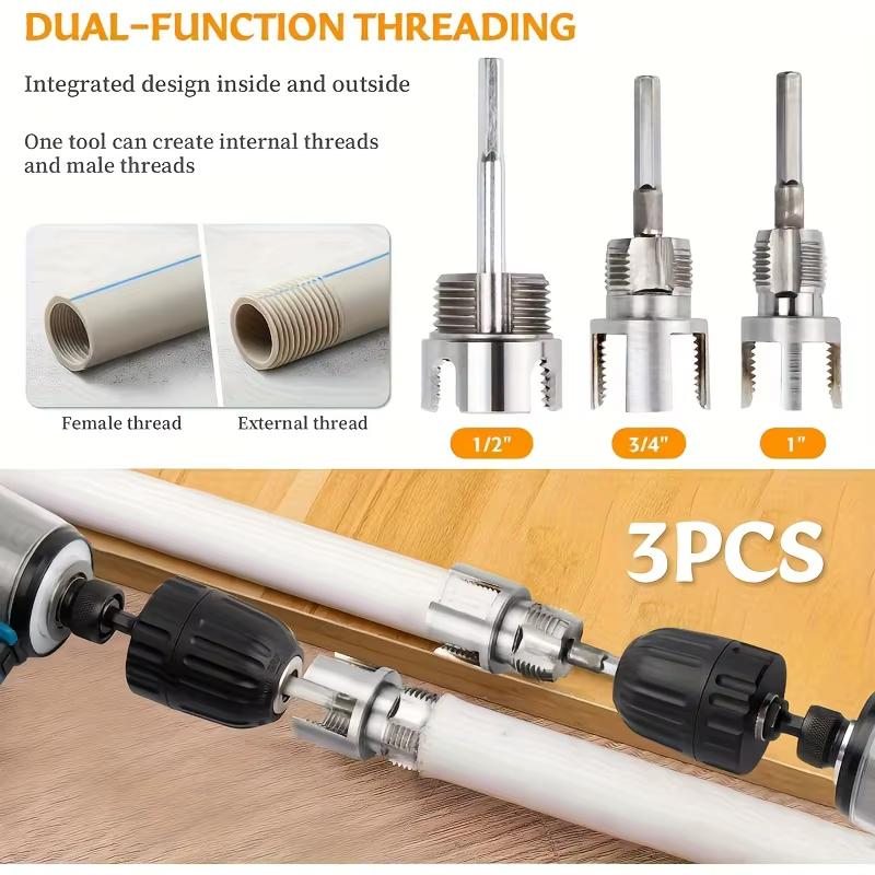 Kit d'outils de filetage de tuyaux robustes en PVC/plastique