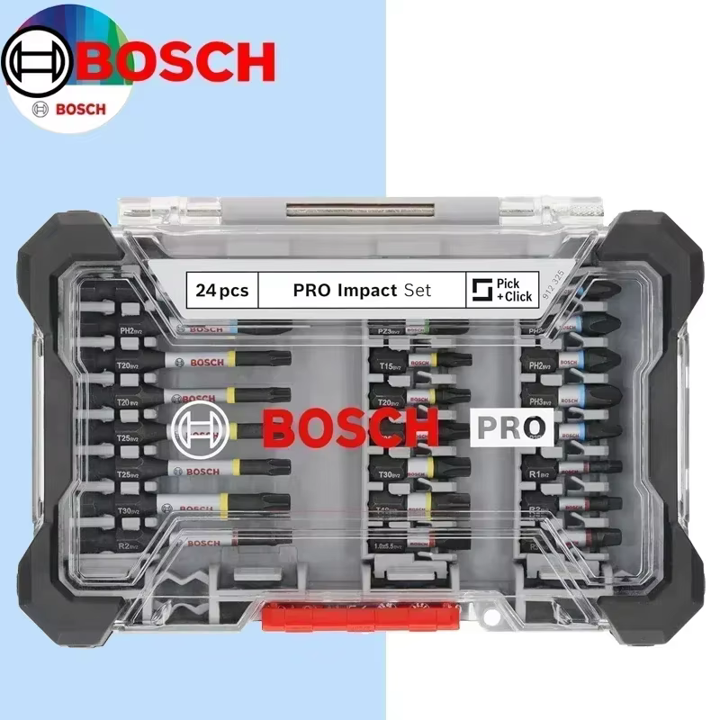 Jeu de 24 embouts de tournevis à percussion magnétiques BOSCH PRO pour perceuse