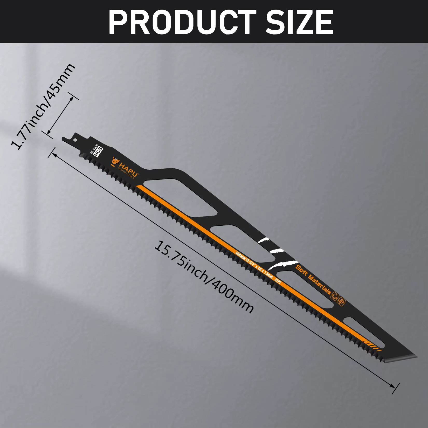 Lame de scie sabre HCS 5TPI de 400 mm pour la coupe d'isolation en laine de roche