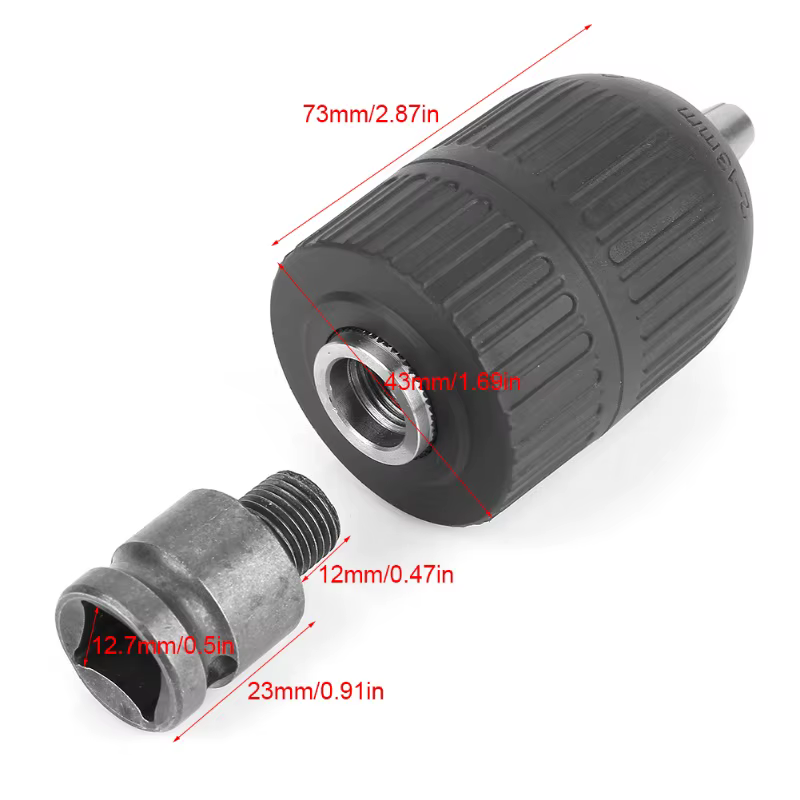 Mandrin de perceuse sans clé 2-13mm 1/2 "-20UNF avec adaptateur
