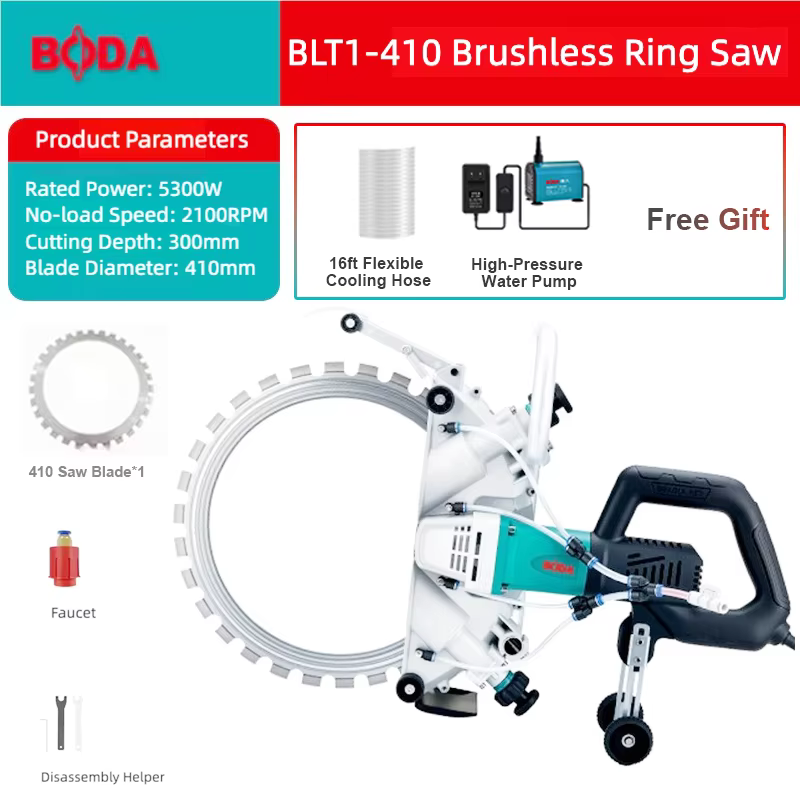 BODA 5300W scie à anneau sans brosse 300mm profondeur de coupe coupe-béton pour pierre mur carrelage tranchée outils électriques professionnels BLT-410