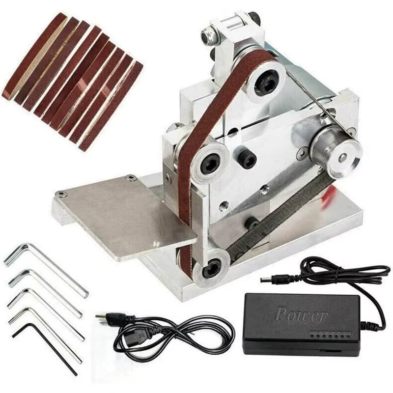 Mini ponceuse à bande A69EDIY avec 10 bandes abrasives, affûteur de couteaux Knifeapex, ponceuse à bande, prise US