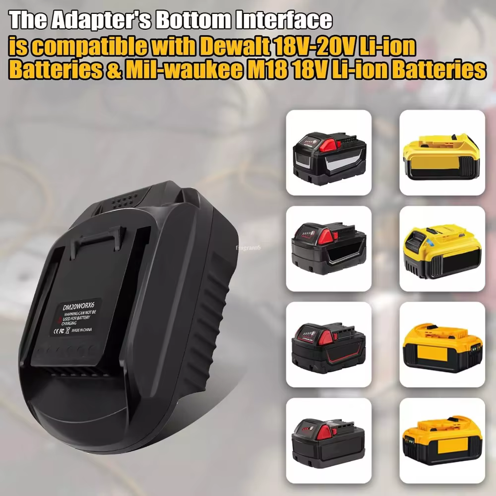 Adaptateur de batterie DM18WORX6PIN pour Dewalt 20V pour convertir