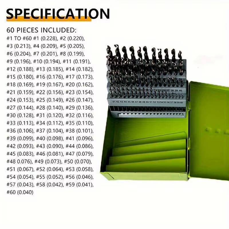 Perceuse hélicoïdale à meulage complet de qualité industrielle 60 pièces boîte de forage à tige ronde en acier rapide