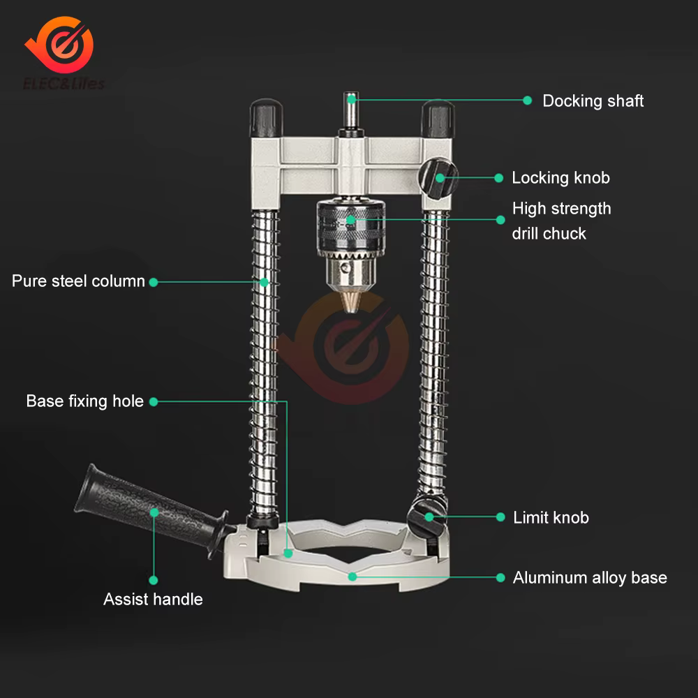 Perceuse d'Établi en Métal avec Angle Réglable et Poignée Amovible