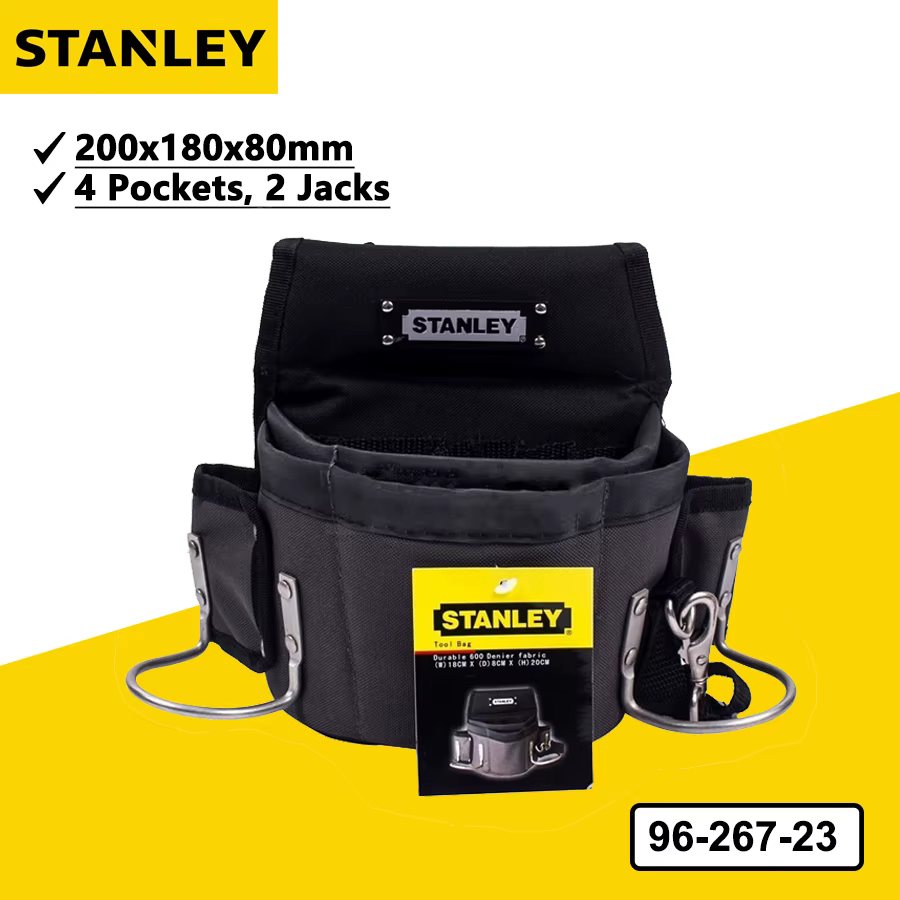 STANLEY Sac à outils avec ceinture de taille et 4 poches 2 emplacements Sac de rangement d'outils multifonction 95-267-23