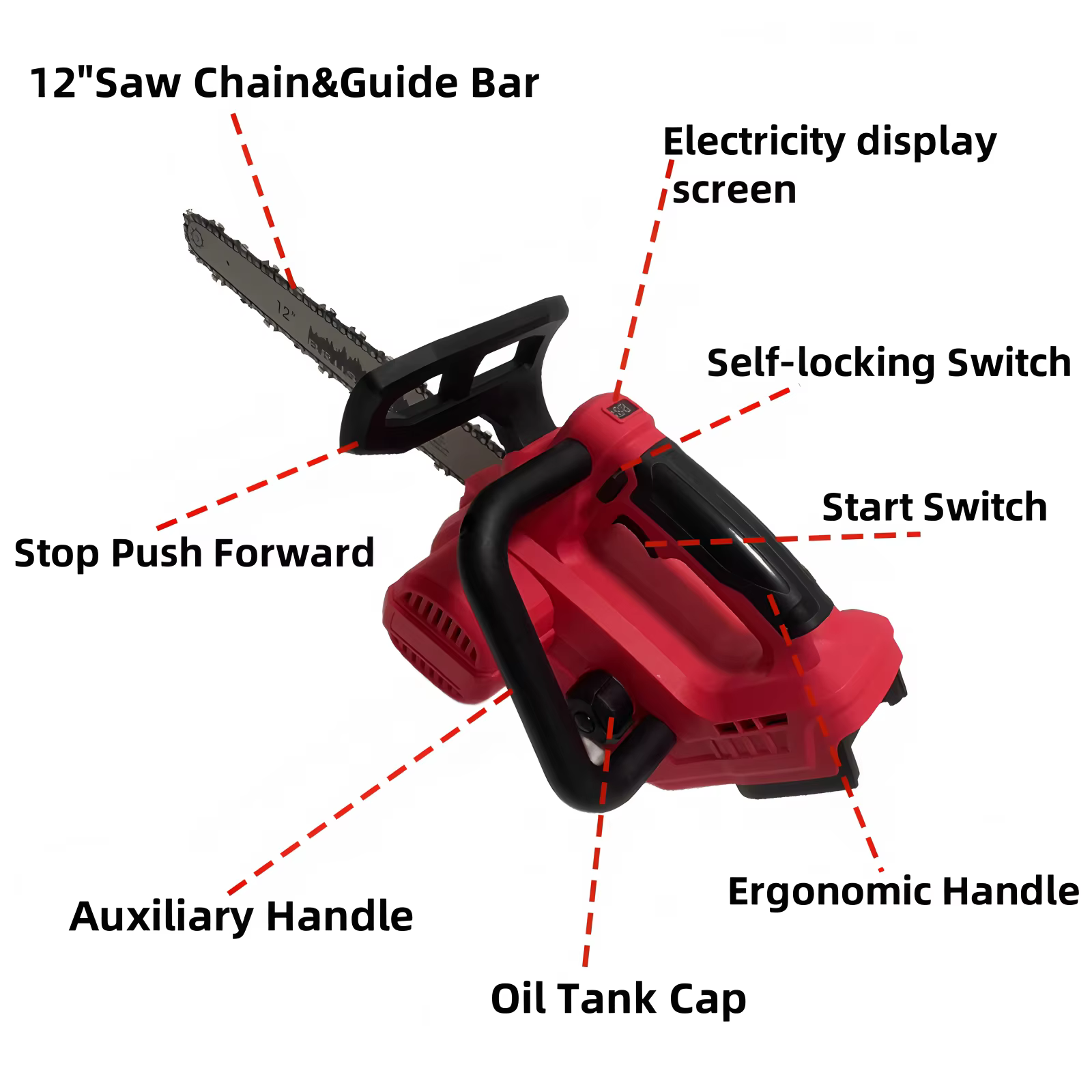 Pour Milwaukee 18V batterie sans brosse 12 pouces scie à chaîne haute puissance automatique huileur tronçonneuse électrique sécurité bois coupe outils électriques