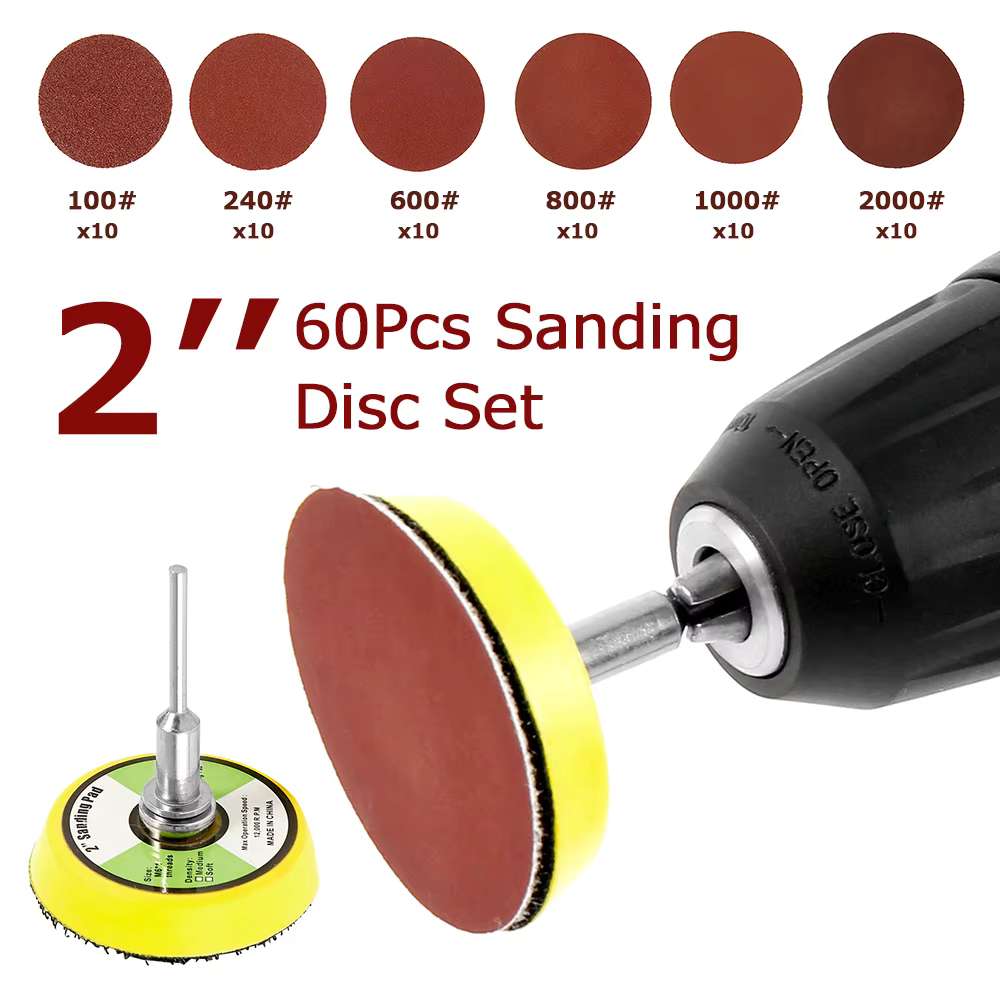Kit de disques de ponçage à tige de 2 "avec plaque de support