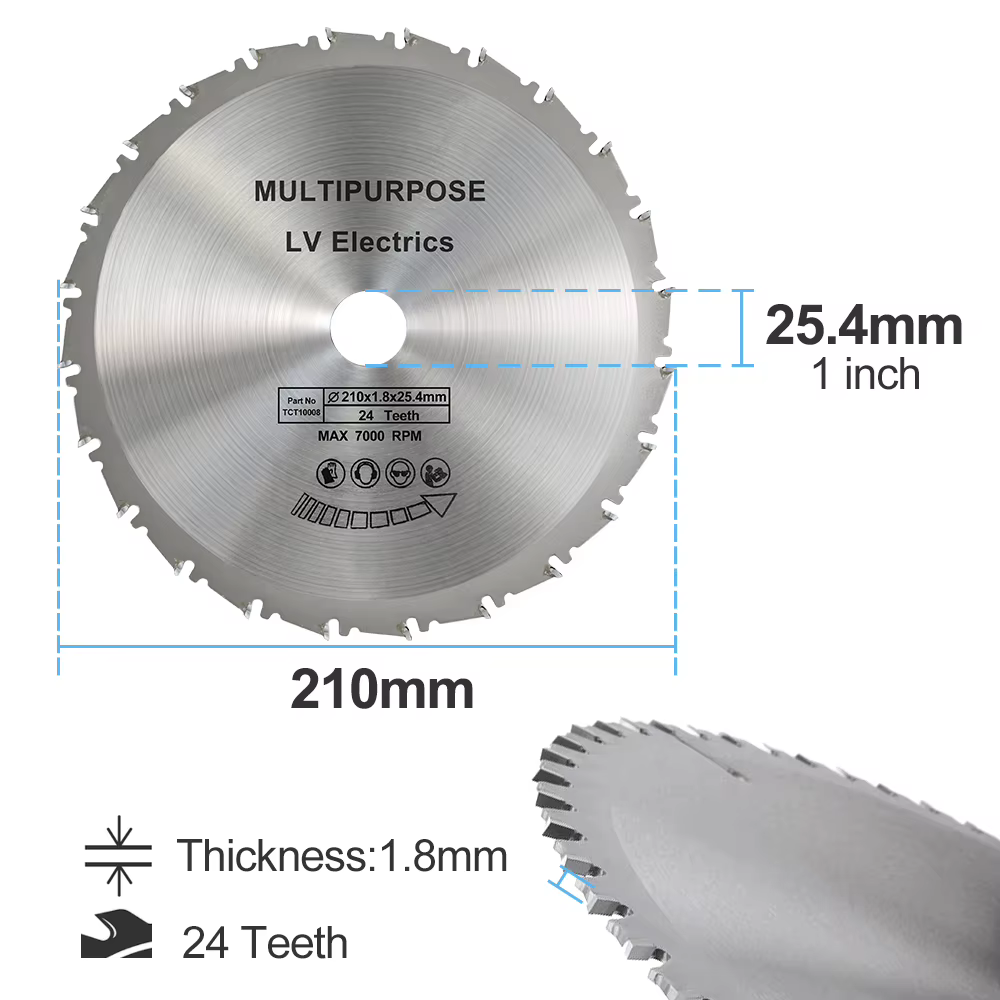 HAMPTON Lame de Scie Circulaire Diamètre 210mm Dents 24T 48T 60T 80T Bois Disque De Coupe Carbure Pointe TCT