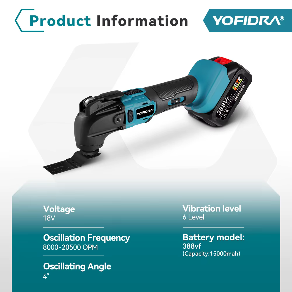 Yofidra outil multifonction oscillant sans brosse scie électrique tondeuse pelle polisseuse travail du bois pour Makita 18V batterie broche