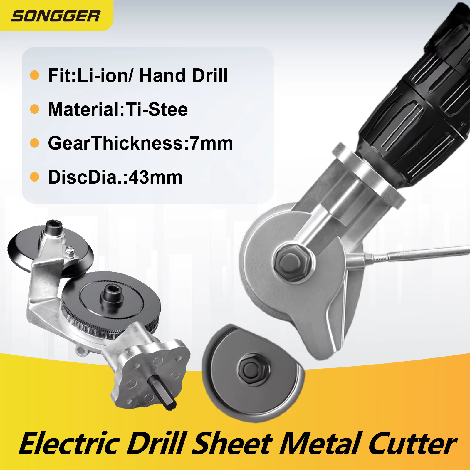 Coupe Tôle Métallique pour Perceuse Tête Rotative 360 Outil de Découpe Électrique Robuste sans Bavures pour Feuilles Métalliques